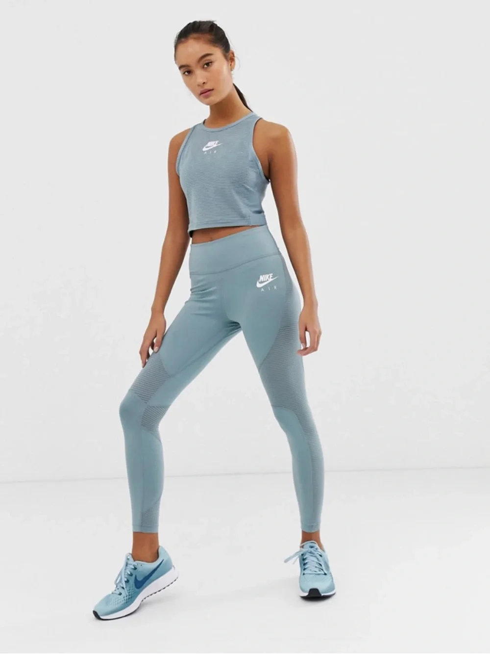 Nike Air Womens 7/8 All In Running High Waist Leggings Aviator Dusty Blue Small